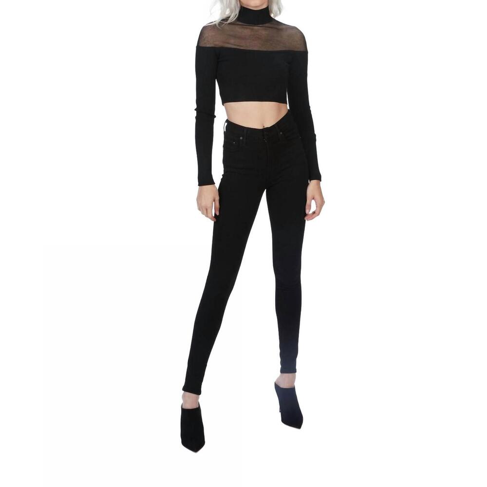 NEW ZEYNEP ARCAY sheer crop knit top in black
